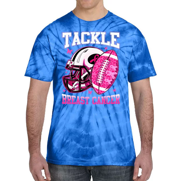 Tackle Breast Cancer Awareness Pink Ribbon Football Tie-Dye T-Shirt