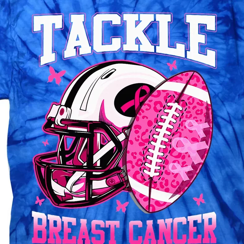 Tackle Breast Cancer Awareness Pink Ribbon Football Tie-Dye T-Shirt