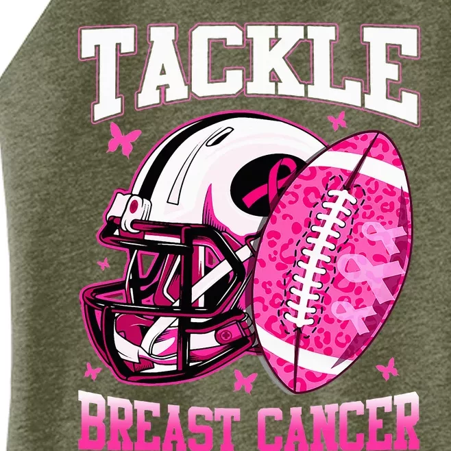 Tackle Breast Cancer Awareness Pink Ribbon Football Women’s Perfect Tri Rocker Tank