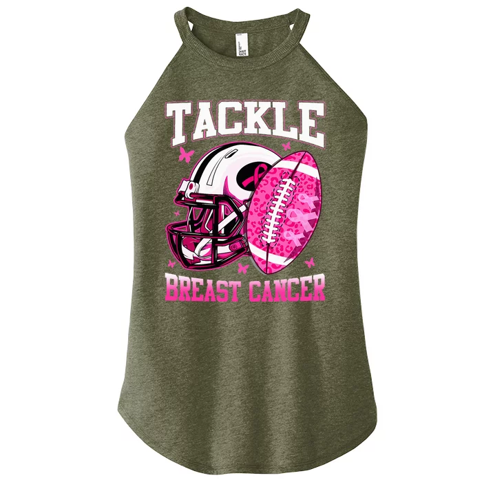 Tackle Breast Cancer Awareness Pink Ribbon Football Women’s Perfect Tri Rocker Tank