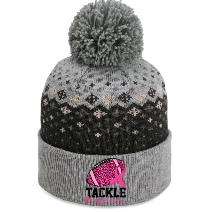 Tackle Breast Cancer Football Ribbon Awareness The Baniff Cuffed Pom Beanie