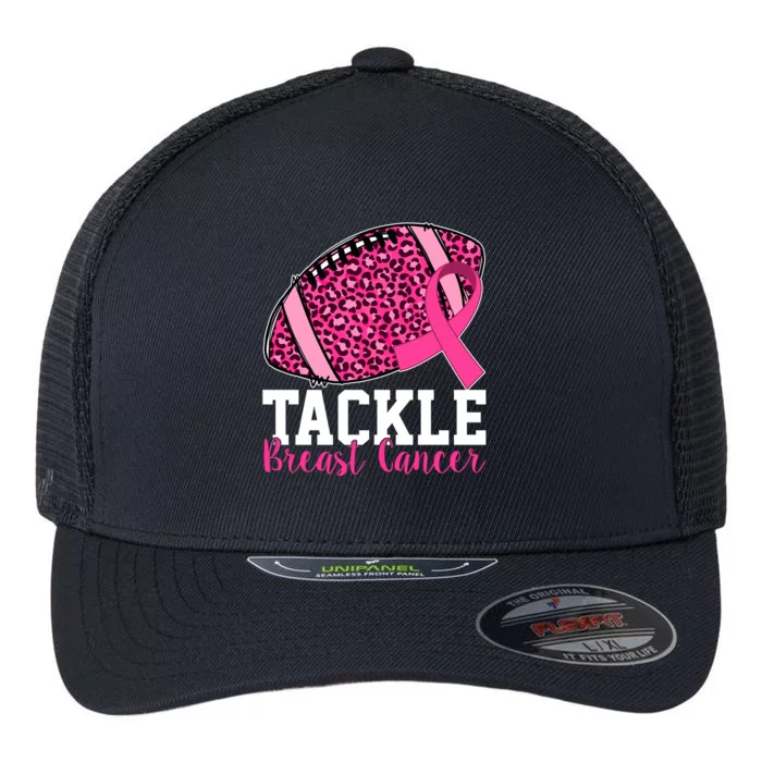 Tackle Breast Cancer Football Ribbon Awareness Flexfit Unipanel Trucker Cap