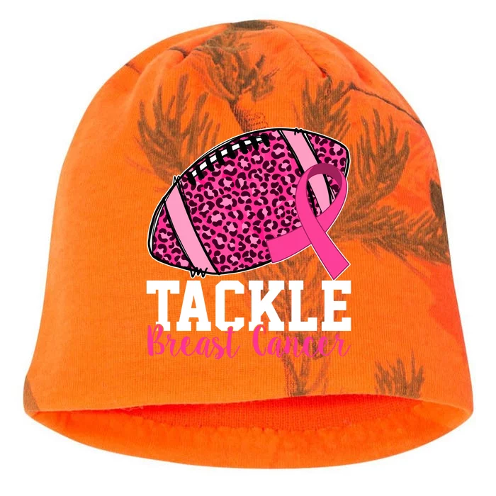 Tackle Breast Cancer Football Ribbon Awareness Kati - Camo Knit Beanie