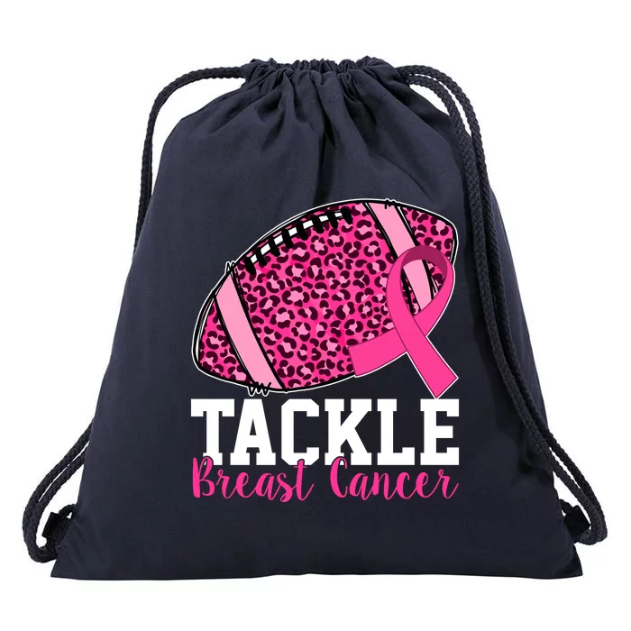 Tackle Breast Cancer Football Ribbon Awareness Drawstring Bag