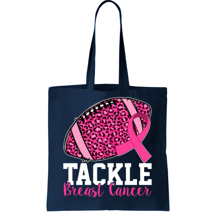 Tackle Breast Cancer Football Ribbon Awareness Tote Bag