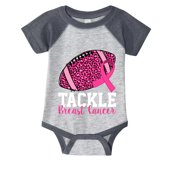 Tackle Breast Cancer Football Ribbon Awareness Infant Baby Jersey Bodysuit