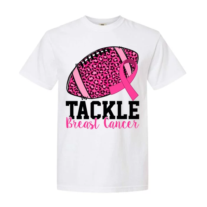 Tackle Breast Cancer Football Ribbon Awareness Garment-Dyed Heavyweight T-Shirt