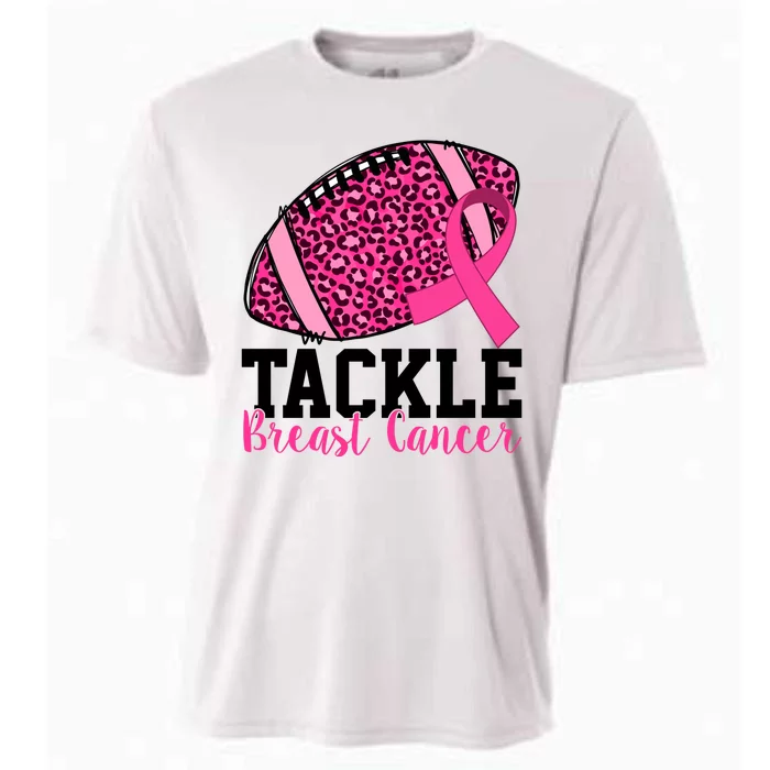 Tackle Breast Cancer Football Ribbon Awareness Cooling Performance Crew T-Shirt