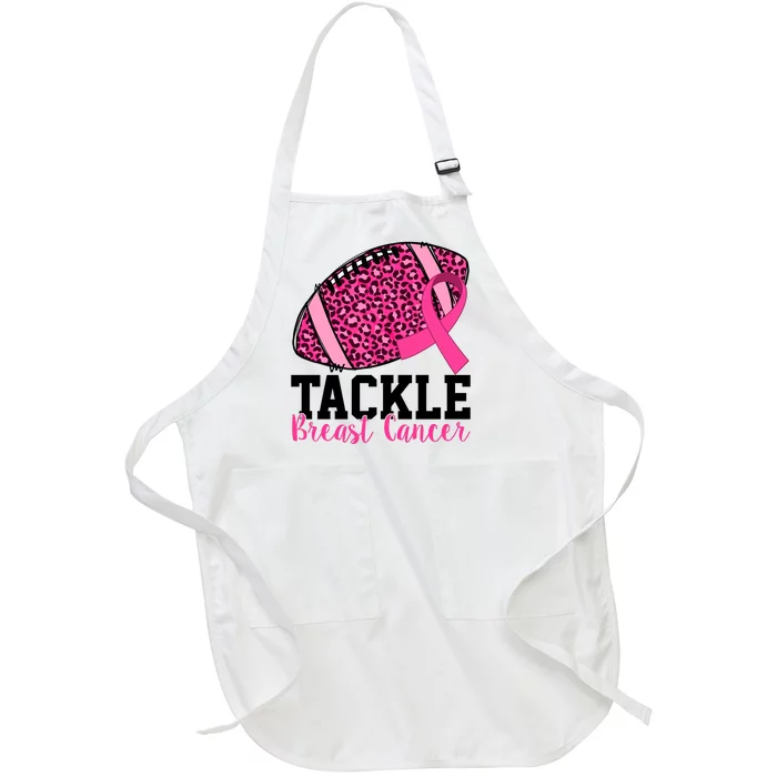 Tackle Breast Cancer Football Ribbon Awareness Full-Length Apron With Pocket