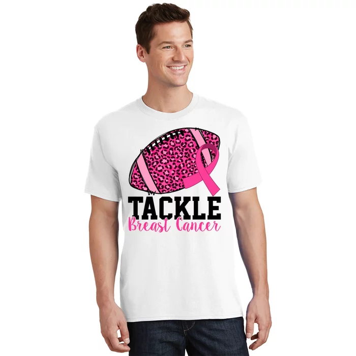 Tackle Breast Cancer Football Ribbon Awareness T-Shirt