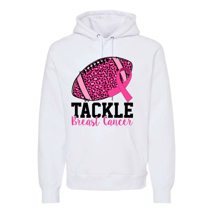 Tackle Breast Cancer Football Ribbon Awareness Premium Hoodie