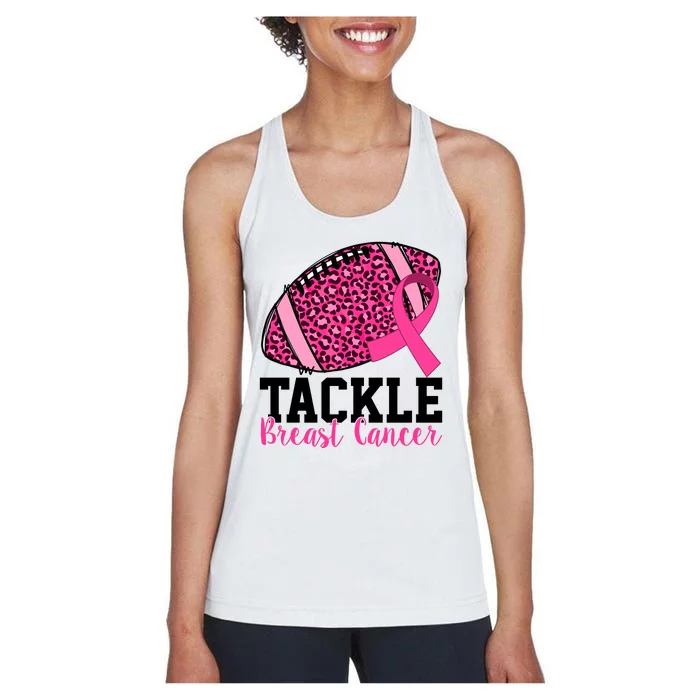 Tackle Breast Cancer Football Ribbon Awareness Women's Racerback Tank