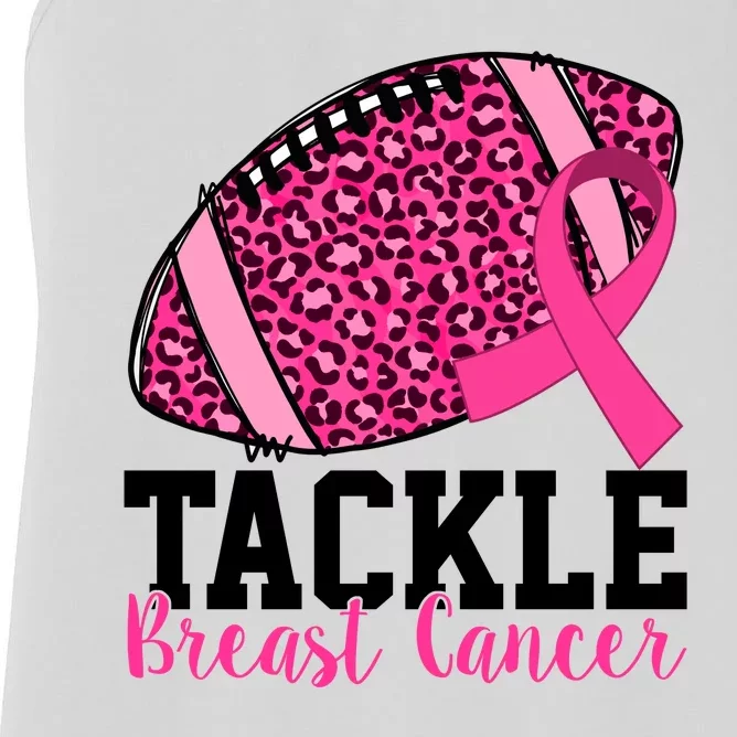 Tackle Breast Cancer Football Ribbon Awareness Women's Racerback Tank