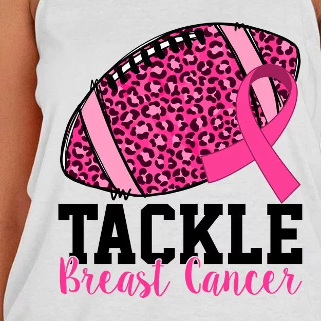 Tackle Breast Cancer Football Ribbon Awareness Women's Knotted Racerback Tank