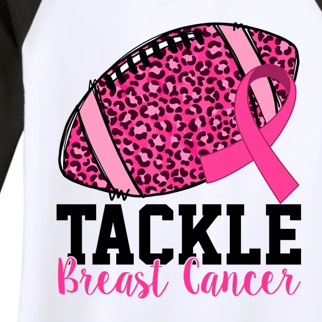 Tackle Breast Cancer Football Ribbon Awareness Women's Tri-Blend 3/4-Sleeve Raglan Shirt