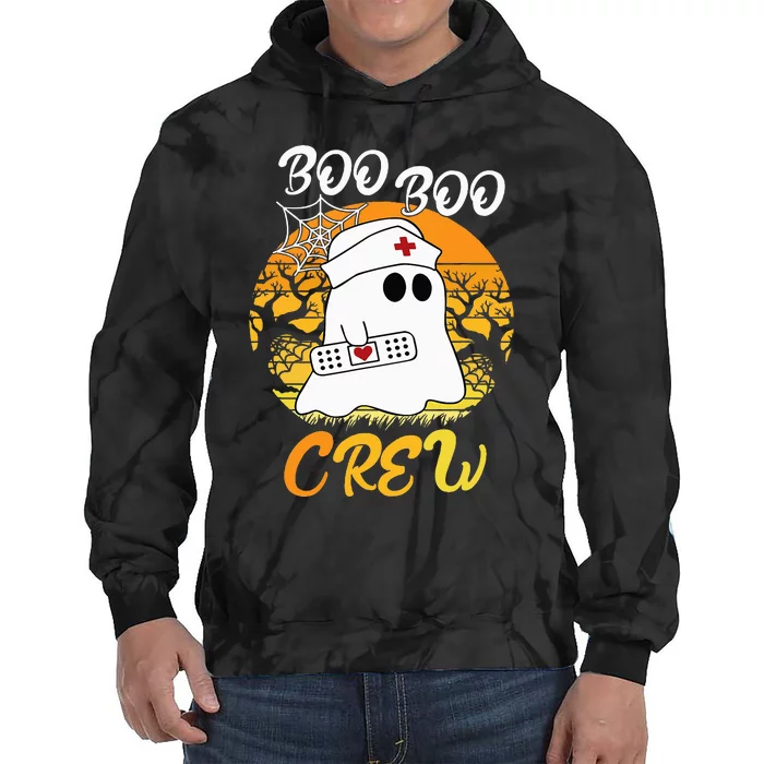 The Boo Crew Halloween Ghost The Boo Crew Nurse Tie Dye Hoodie