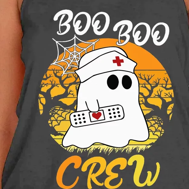 The Boo Crew Halloween Ghost The Boo Crew Nurse Women's Knotted Racerback Tank