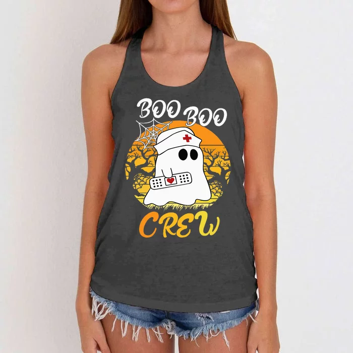 The Boo Crew Halloween Ghost The Boo Crew Nurse Women's Knotted Racerback Tank