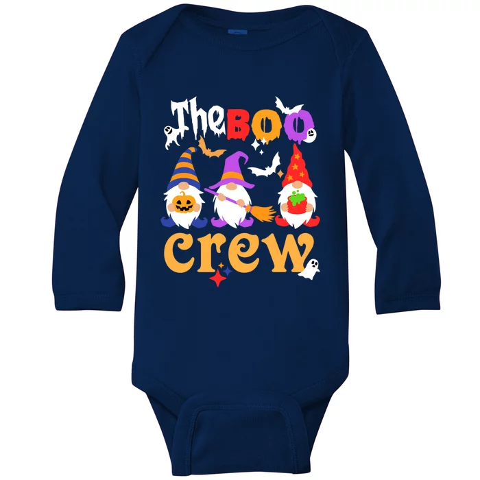 The Boo Crew Gnomes Gift Gnome Halloween Pumpkin Gift Baby Long Sleeve Bodysuit