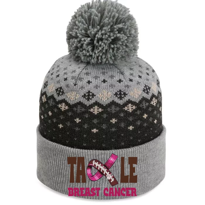 Tackle Breast Cancer Awareness Football The Baniff Cuffed Pom Beanie