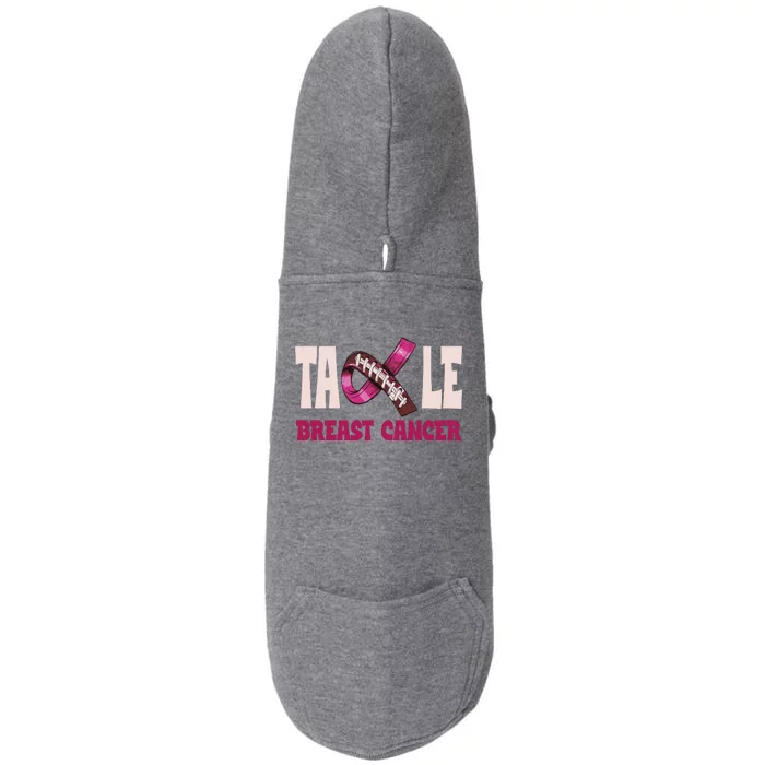 Tackle Breast Cancer Awareness Football Doggie 3-End Fleece Hoodie