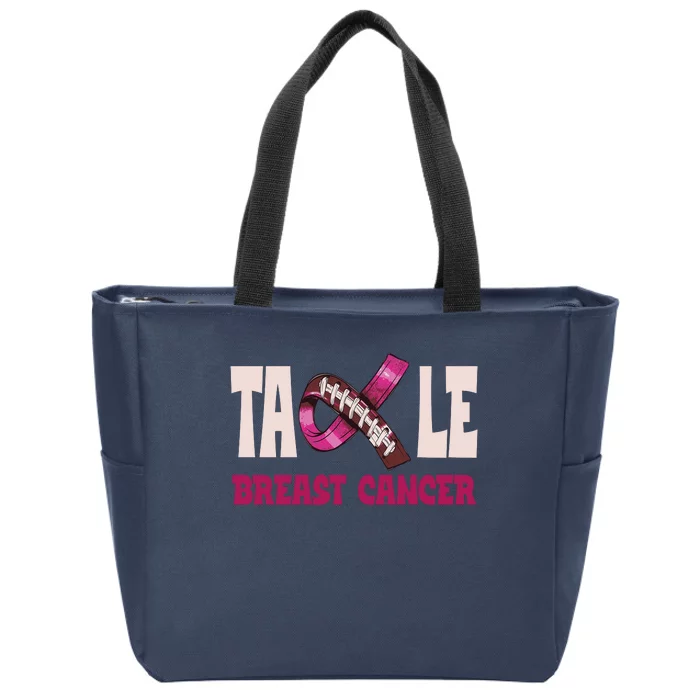 Tackle Breast Cancer Awareness Football Zip Tote Bag