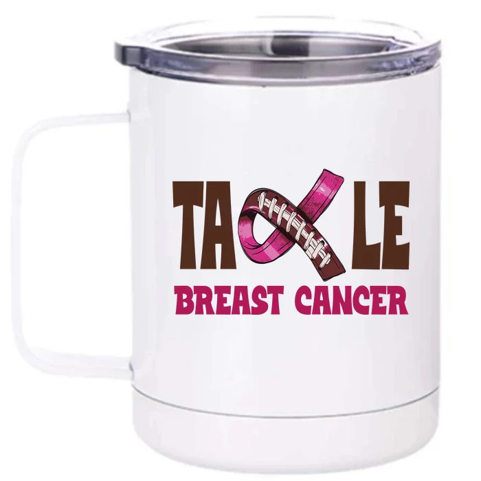 Tackle Breast Cancer Awareness Football Front & Back 12oz Stainless Steel Tumbler Cup