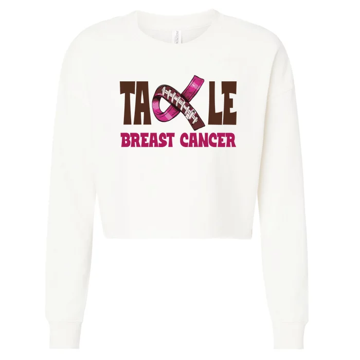 Tackle Breast Cancer Awareness Football Cropped Pullover Crew