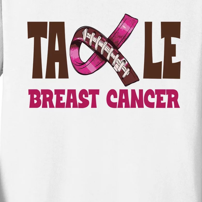 Tackle Breast Cancer Awareness Football Kids Long Sleeve Shirt