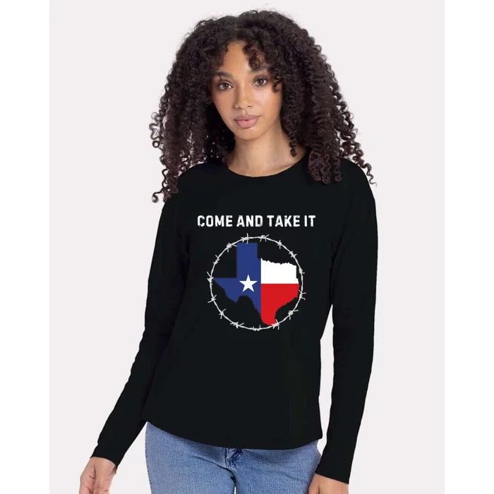 Texas Border Crisis Come And Take It Womens Cotton Relaxed Long Sleeve T-Shirt