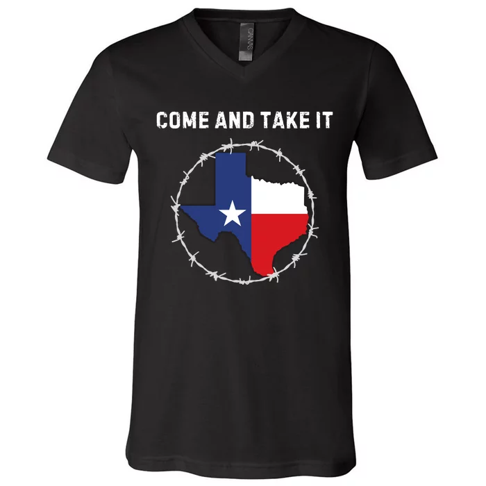 Texas Border Crisis Come And Take It V-Neck T-Shirt