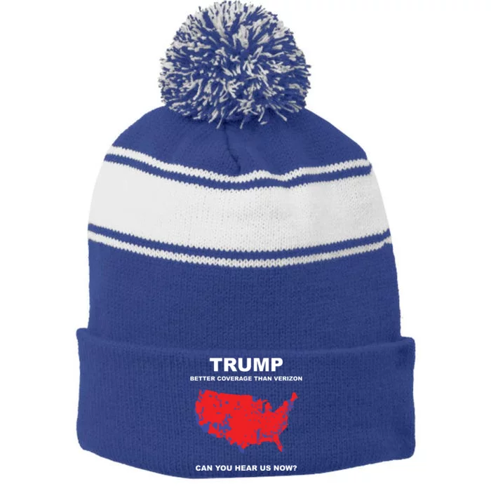 Trump Better Coverage Than Verizon Can You Hear Us Now Stripe Pom Pom Beanie