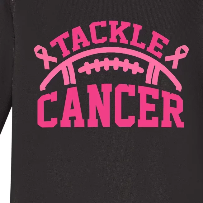 Tackle Breast Cancer Awareness Football Pink Ribbon Boy Kids Baby Long Sleeve Bodysuit