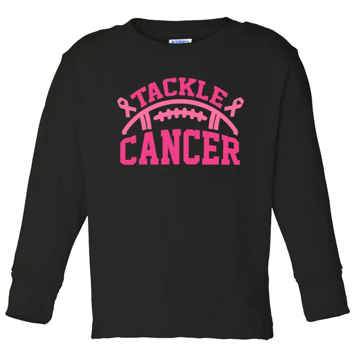 Tackle Breast Cancer Awareness Football Pink Ribbon Boy Kids Toddler Long Sleeve Shirt