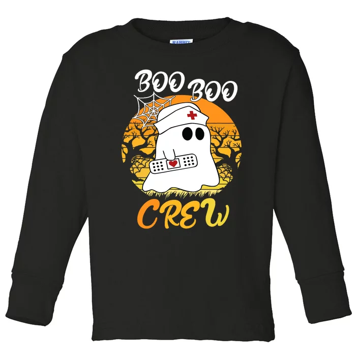 The Boo Crew Halloween Ghost The Boo Crew Nurse Toddler Long Sleeve Shirt