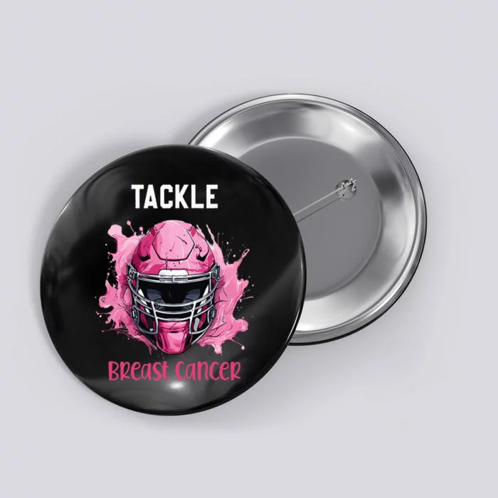 Tackle Breast Cancer Awareness Pink Ribbon Football Kids Button