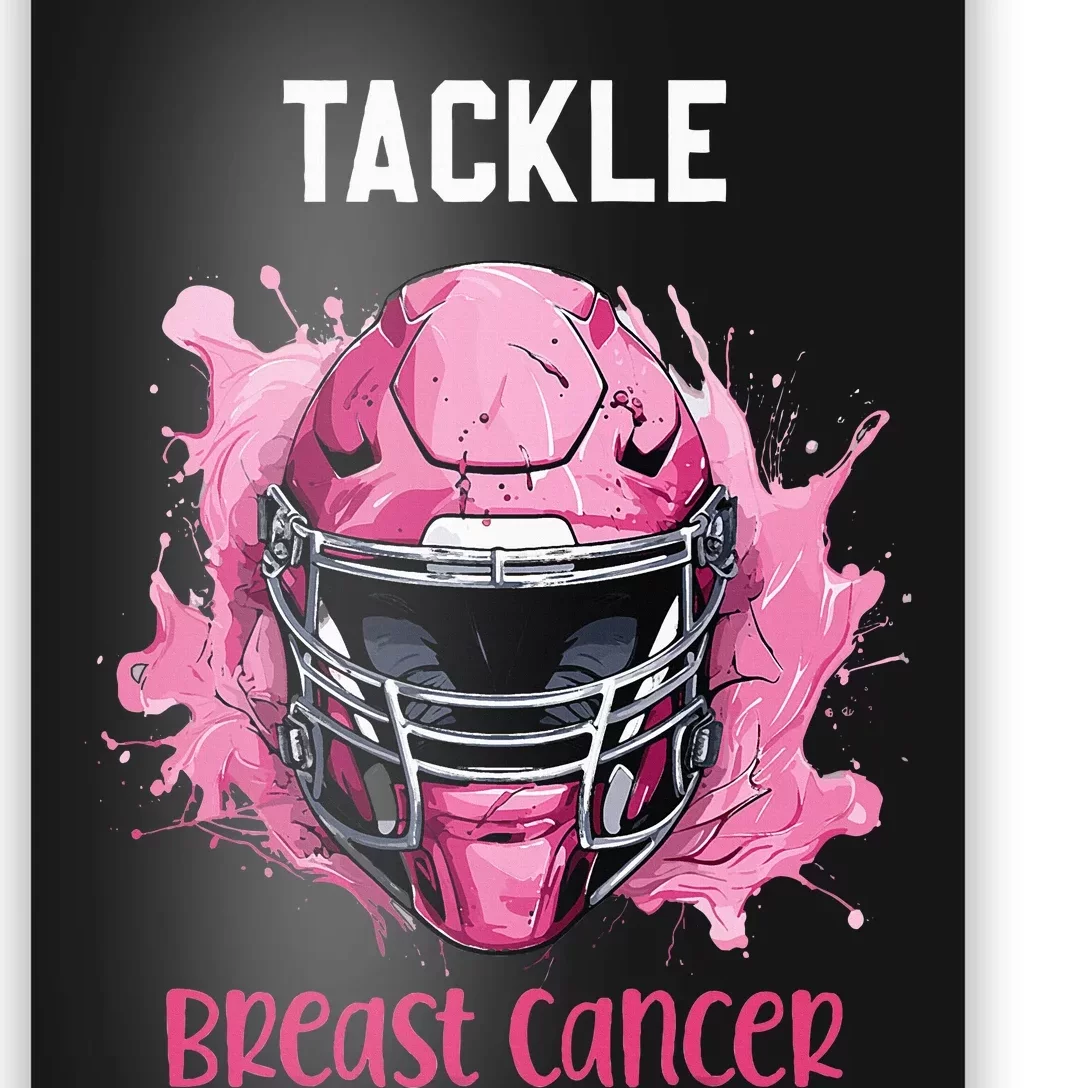 Tackle Breast Cancer Awareness Pink Ribbon Football Kids Poster