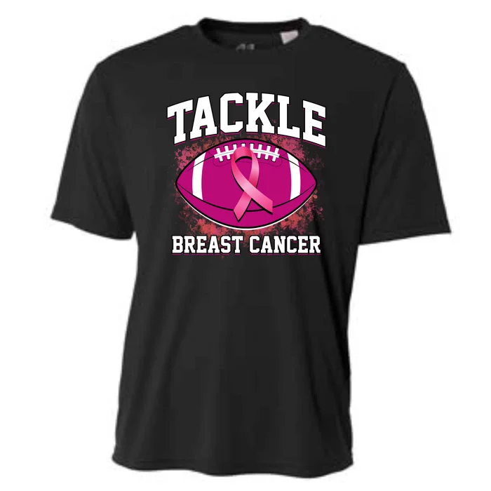 Tackle Breast Cancer Ribbon Football Cooling Performance Crew T-Shirt