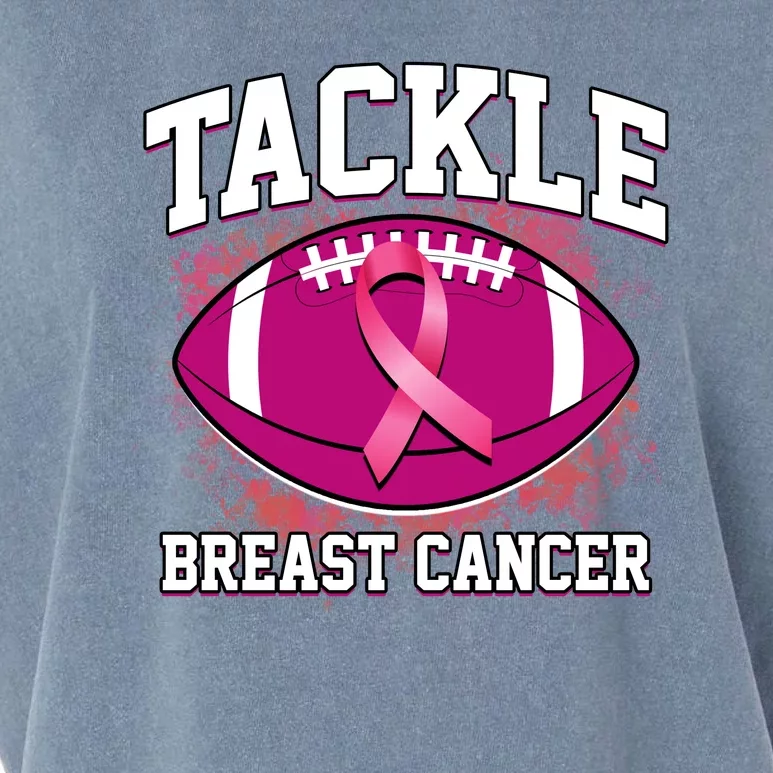 Tackle Breast Cancer Ribbon Football Garment-Dyed Women's Muscle Tee