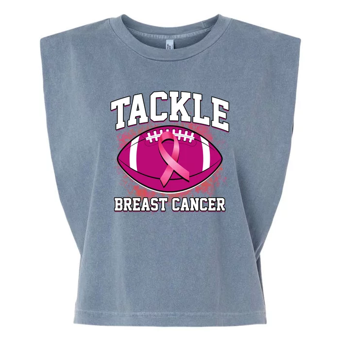 Tackle Breast Cancer Ribbon Football Garment-Dyed Women's Muscle Tee