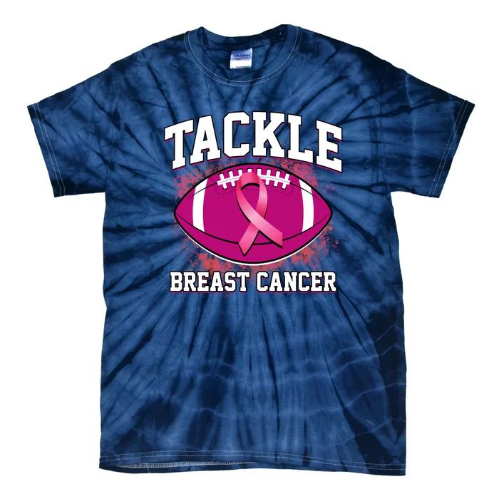 Tackle Breast Cancer Ribbon Football Tie-Dye T-Shirt