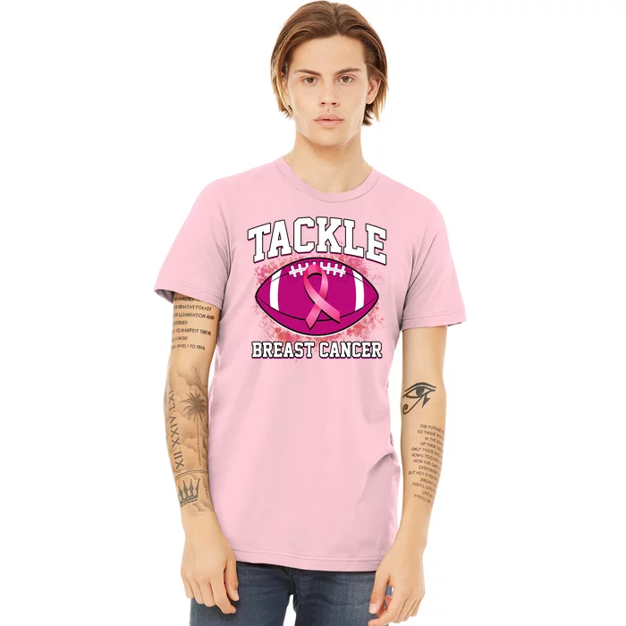 Tackle Breast Cancer Ribbon Football Premium T-Shirt