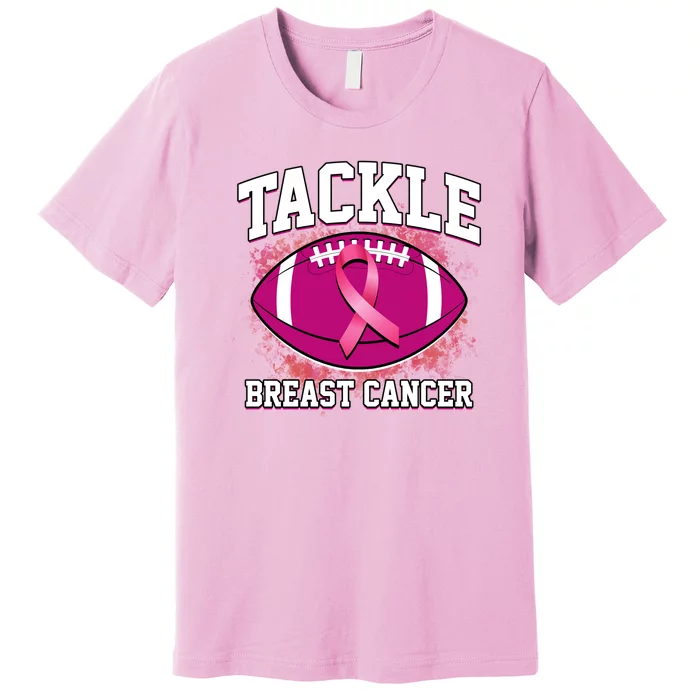 Tackle Breast Cancer Ribbon Football Premium T-Shirt