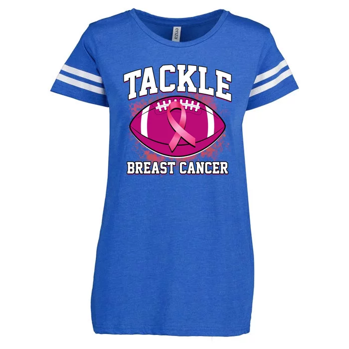 Tackle Breast Cancer Ribbon Football Enza Ladies Jersey Football T-Shirt