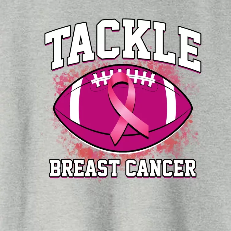 Tackle Breast Cancer Ribbon Football Women's Crop Top Tee