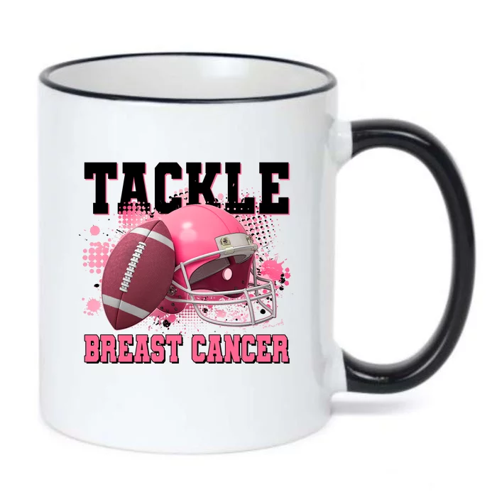 Tackle Breast Cancer Awareness Pink Football Helmet Black Color Changing Mug