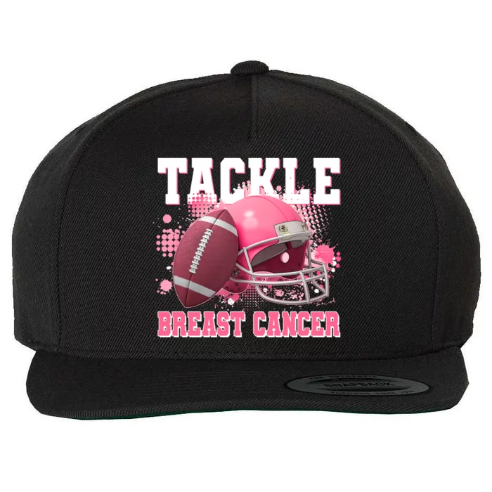 Tackle Breast Cancer Awareness Pink Football Helmet Wool Snapback Cap