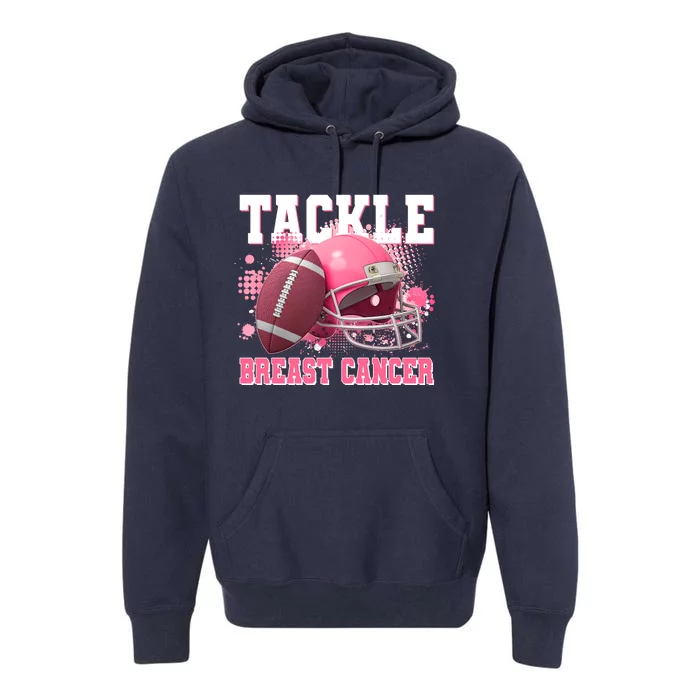 Tackle Breast Cancer Awareness Pink Football Helmet Premium Hoodie