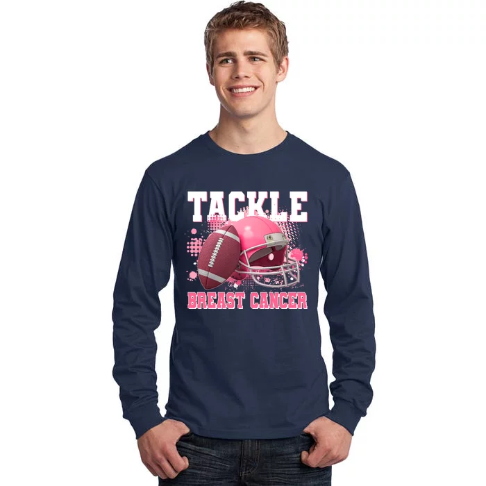 Tackle Breast Cancer Awareness Pink Football Helmet Tall Long Sleeve T-Shirt