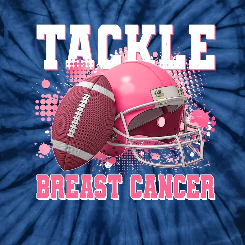 Tackle Breast Cancer Awareness Pink Football Helmet Tie-Dye T-Shirt